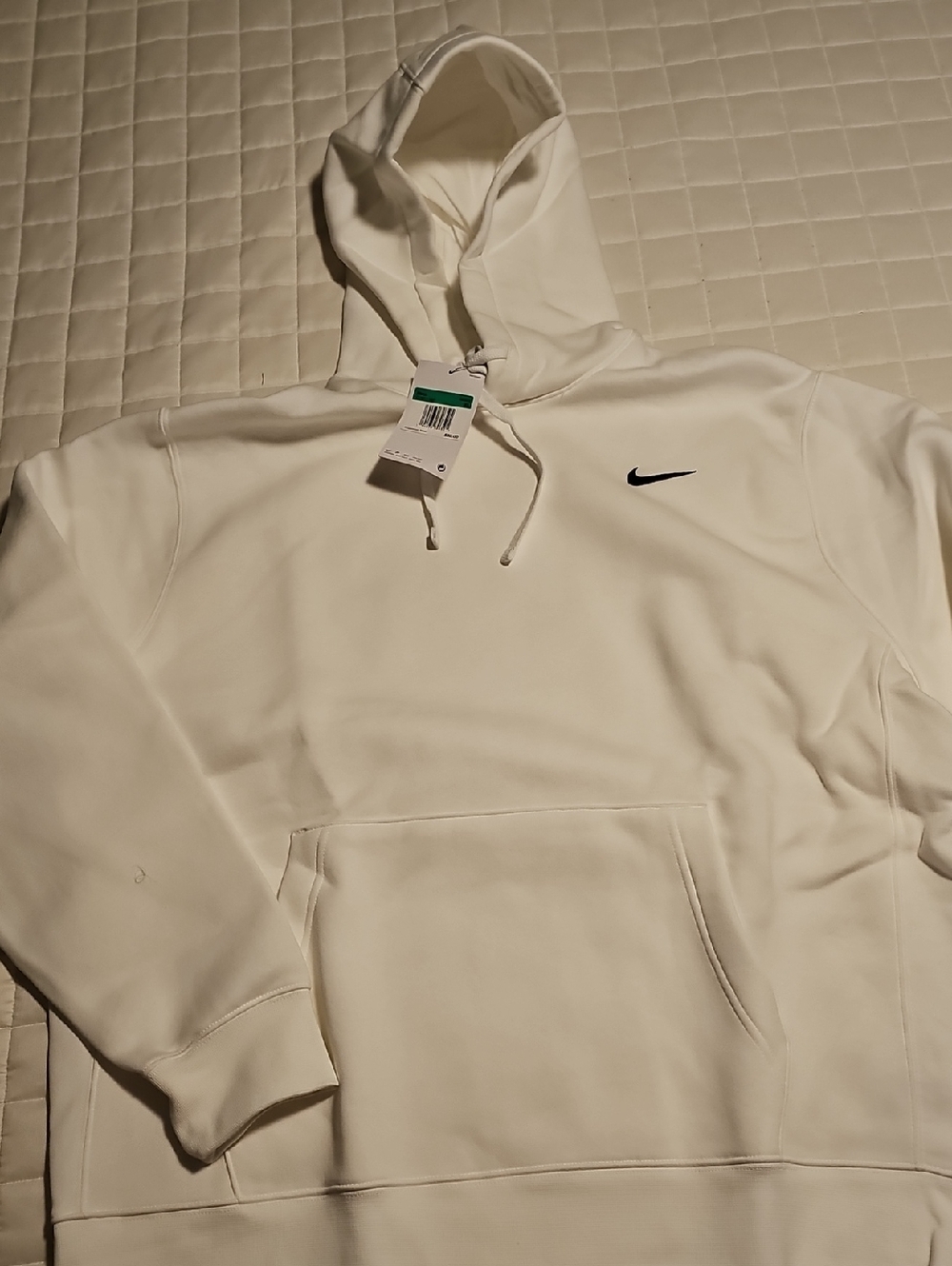 Nike White Men's Pullover Hoodie with Black Swoosh
